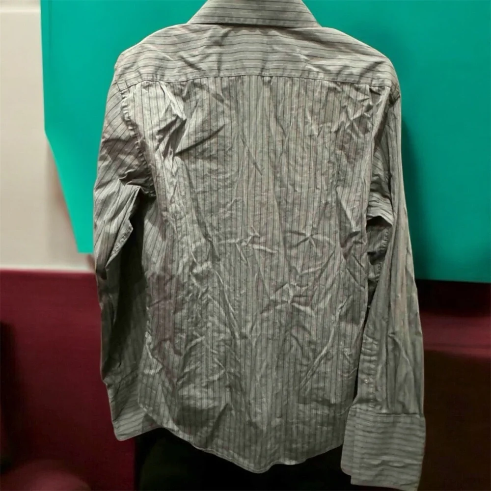 Banana Republic Men's Gray Pinstripe Shirt MEDIUM